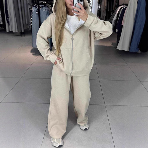 Damen Sportliches Sweat-Outfit mit Kapuze und weiter Passform Heidi-Mode