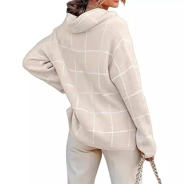 Damen Kariertes Hoodie mit Taschen und lässigem Schnitt Heidi-Mode