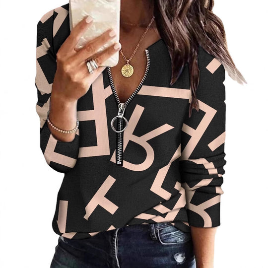 Damen modisches Oberteil mit praktischem Reißverschluss Heidi-Mode