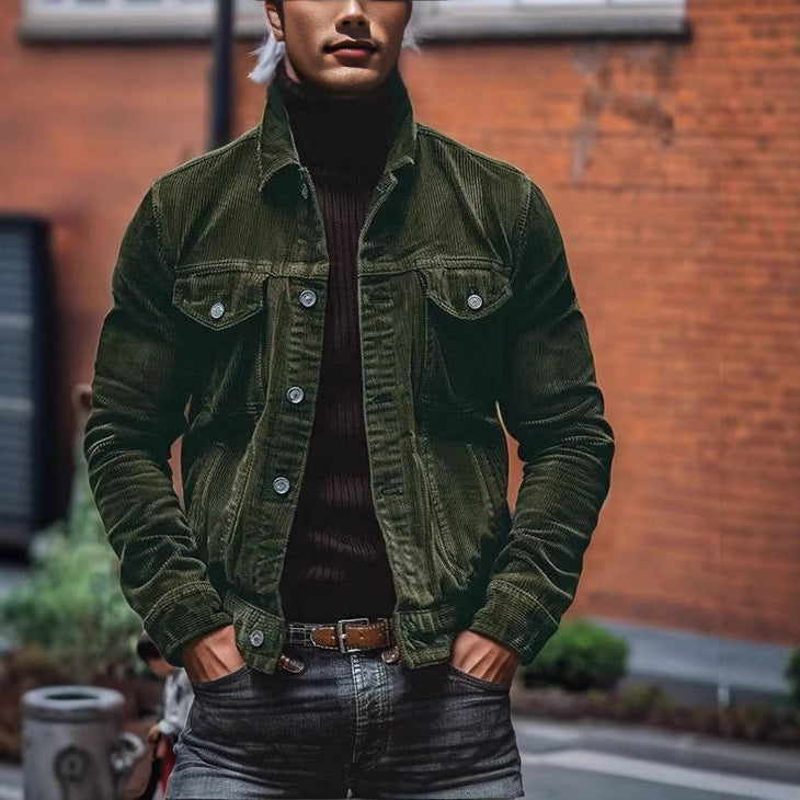 Herren Cordjacke im klassischen Design mit praktischen Brusttaschen und Knopfdetails Heidi-Mode