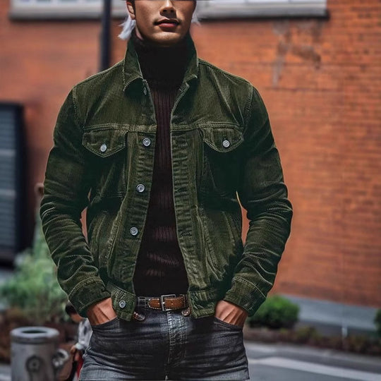 Herren Cordjacke im klassischen Design mit praktischen Brusttaschen und Knopfdetails Heidi-Mode