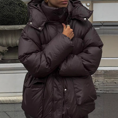 Damen oversized Steppjacke mit hohem Kragen und Taschen Heidi-Mode