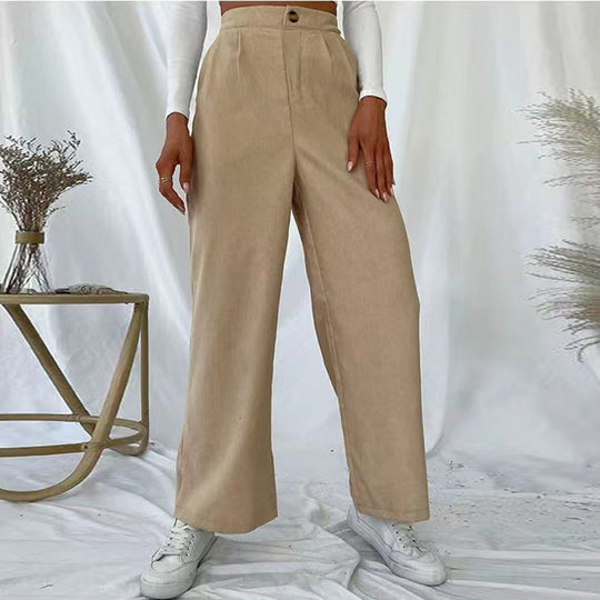 Damen Weite Hochbundhose mit Falten Heidi-Mode