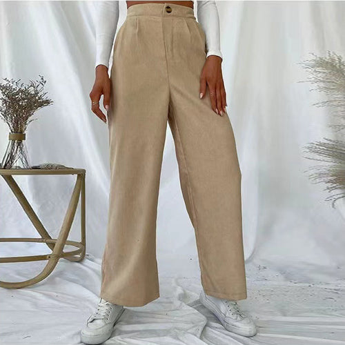Damen Weite Hochbundhose mit Falten Heidi-Mode
