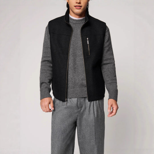 Herren warme Weste aus hochwertiger Schurwolle mit Knopfverschlüssen Heidi-Mode