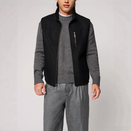 Herren warme Weste aus hochwertiger Schurwolle mit Knopfverschlüssen Heidi-Mode