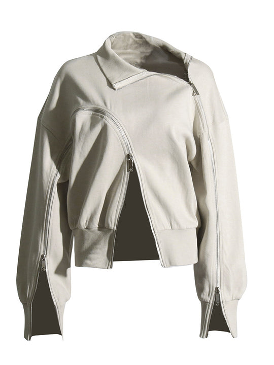 Damen innovative Sweatjacke mit einzigartigem Zip-Design und lässigem Schnitt Heidi-Mode