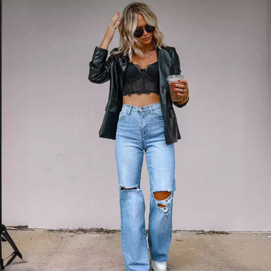 Damen Blazerjacke im modernen Oversize-Schnitt mit elegantem Look Heidi-Mode