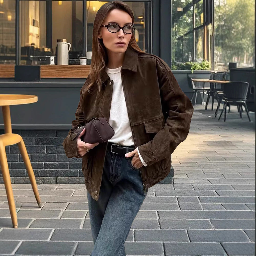Damen Modische Wildlederjacke im lässigen Stil Heidi-Mode