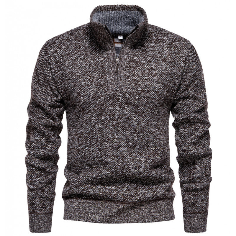 Herren Strickpullover mit halbem Reißverschluss und modischem Strukturdesign Heidi-Mode