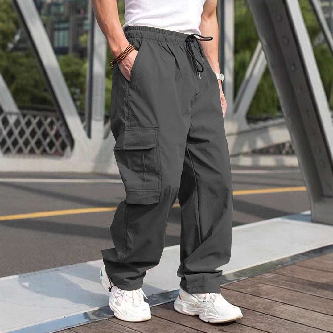 Herren moderne Cargohose mit elastischem Bund und multifunktionalen Taschen Heidi-Mode