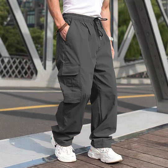 Herren moderne Cargohose mit elastischem Bund und multifunktionalen Taschen Heidi-Mode