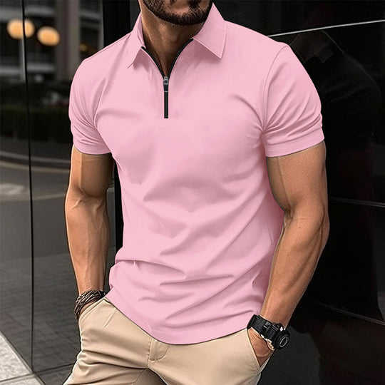 Herren Funktionspoloshirt mit modernem Reißverschluss und atmungsaktiven Eigenschaften Heidi-Mode