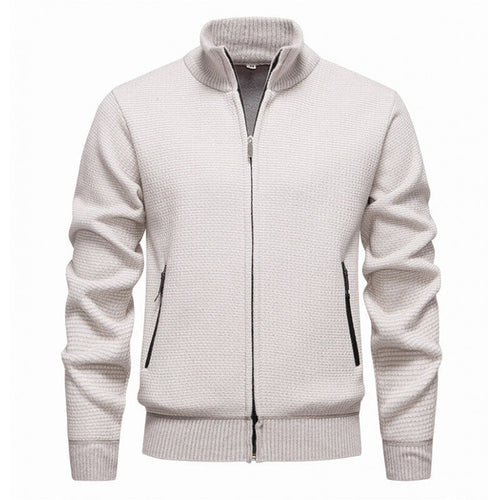 Herren Strickjacke mit modernem Zipper und seitlichen Reißverschlusstaschen Heidi-Mode