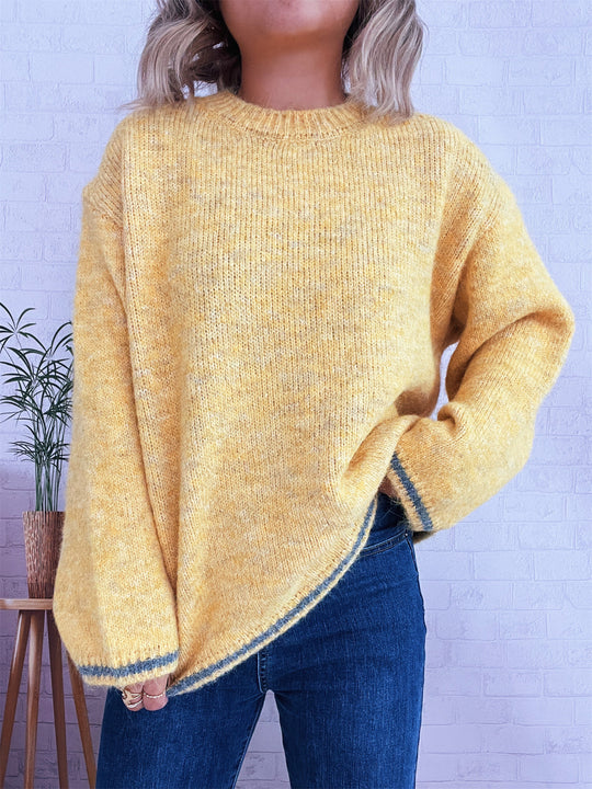 Damen lässiger Wohlfühlpullover mit blockfarbenem Design Heidi-Mode