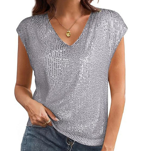Damen Glamouröses Pailletten-Oberteil Heidi-Mode