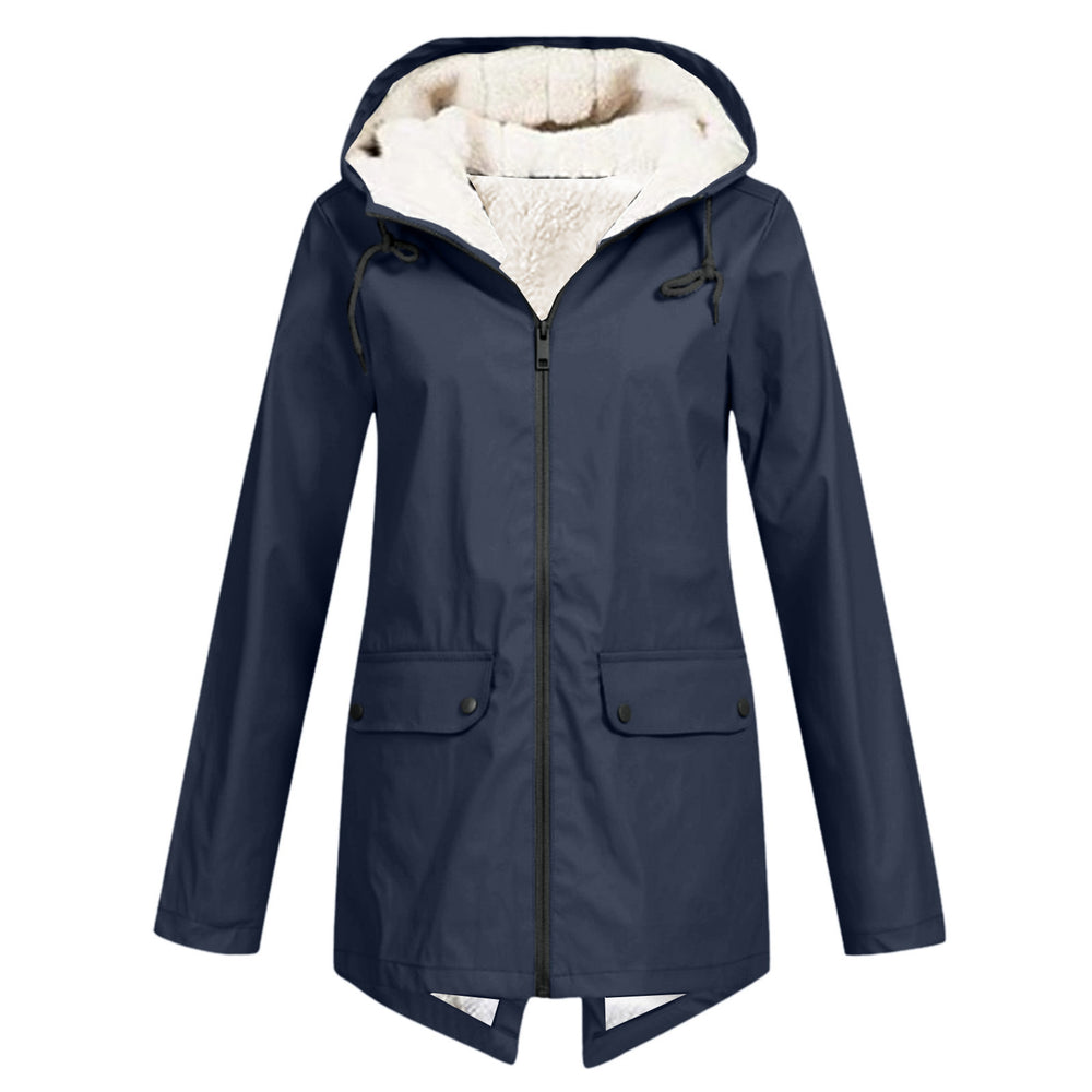 Damen Wasserabweisende Übergangsjacke mit warmem Fleece-Futter und verstellbarem Kapuzenkragen Heidi-Mode