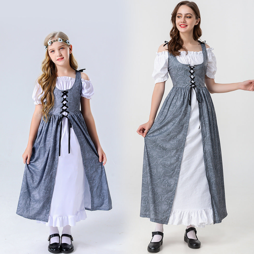 Damen Trachtenkleid mit romantischen Rüschendetails und bezaubernder Schnürung Heidi