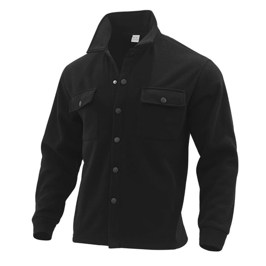 Herren Fleece-Hemdjacke mit zwei Brusttaschen und modischem Stehkragen Heidi-Mode