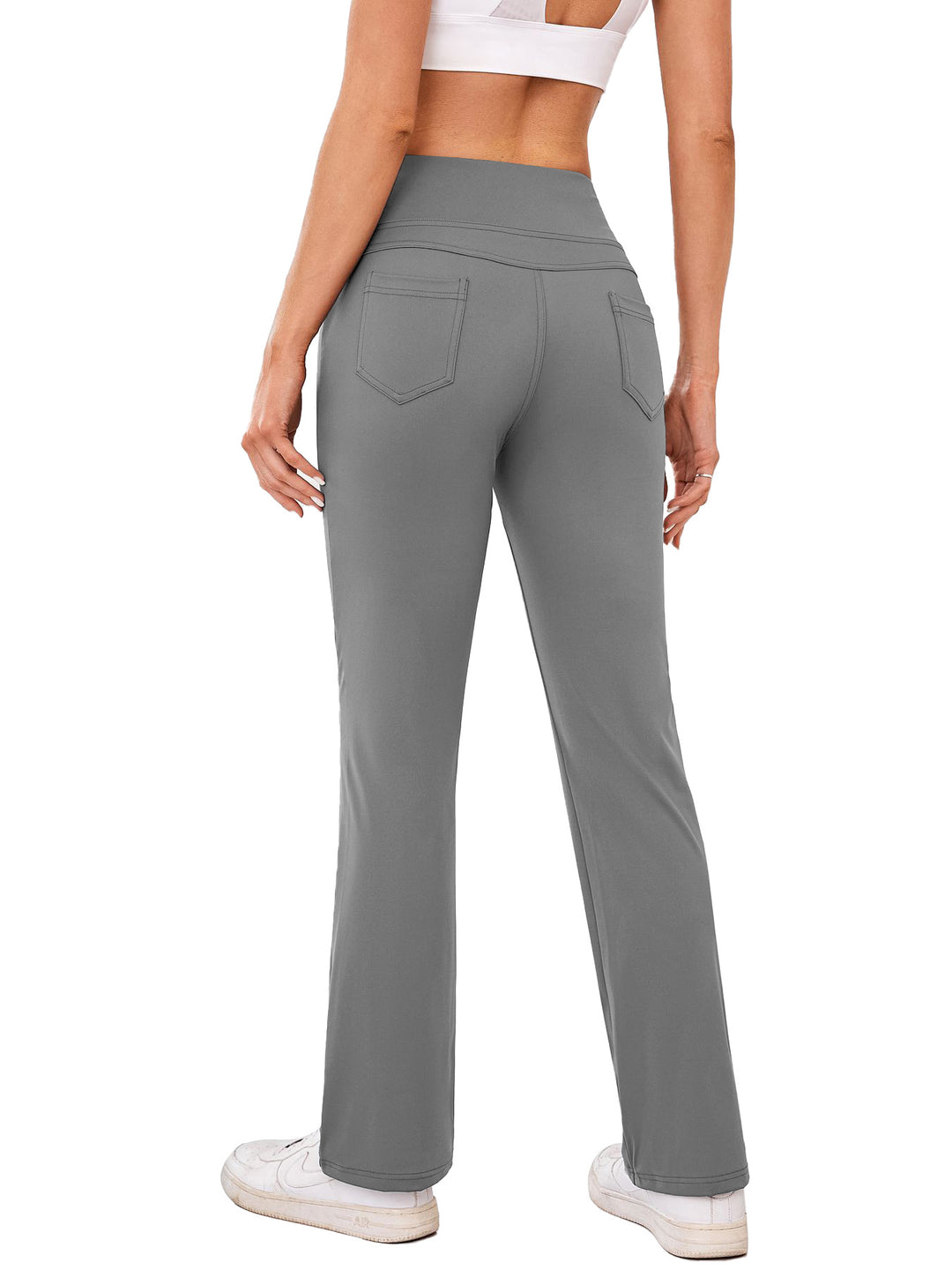 Damen bequeme Sportleggins mit hohem Bund und praktischen Taschen Heidi-Mode