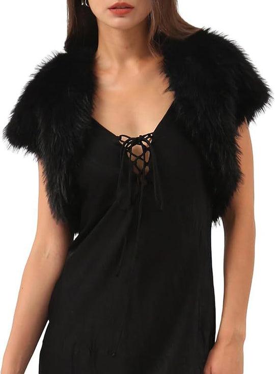 Damen Flauschige Kunstpelzweste im offenen Design Heidi-Mode