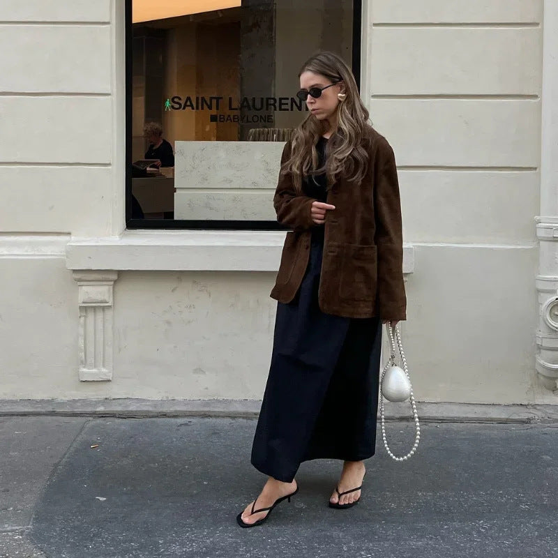 Damen Blazer aus weichem Wildleder mit praktischen Taschen Heidi-Mode