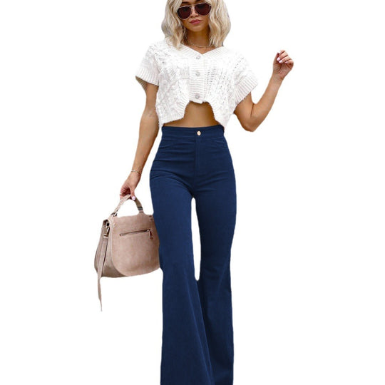 Damen Flared Jeans mit hohem Bund und tailliertem Schnitt Heidi-Mode