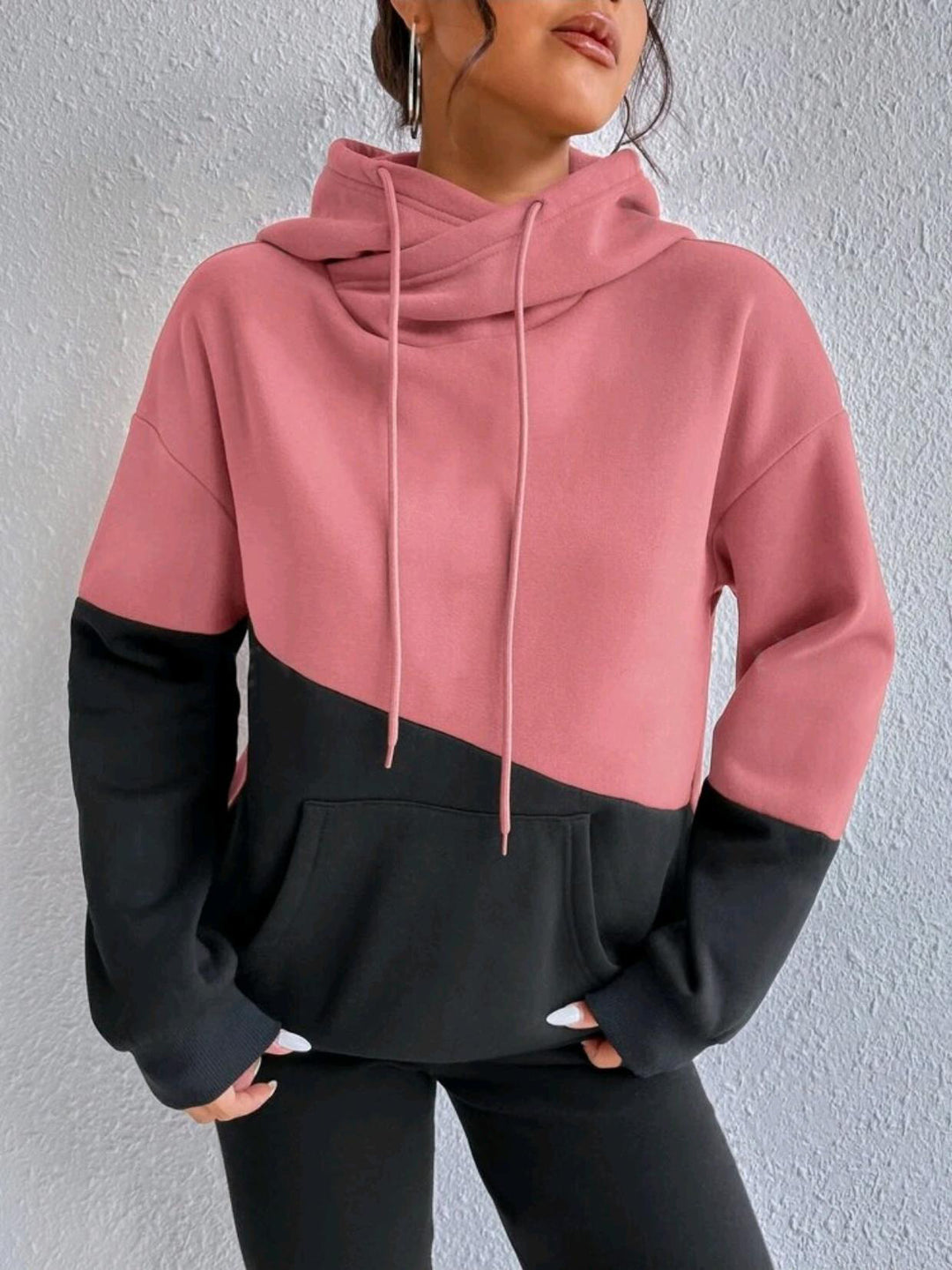 Damen lässiger Kapuzenpullover mit Farbblock-Design Heidi-Mode