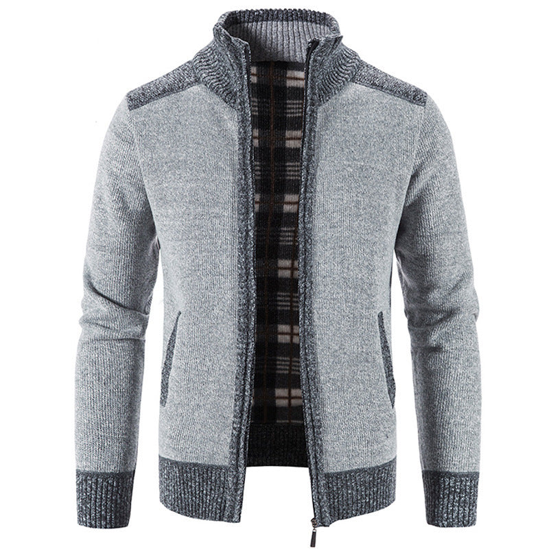 Herren Strickjacke mit modernem Stehkragen und strukturiertem Design Heidi-Mode
