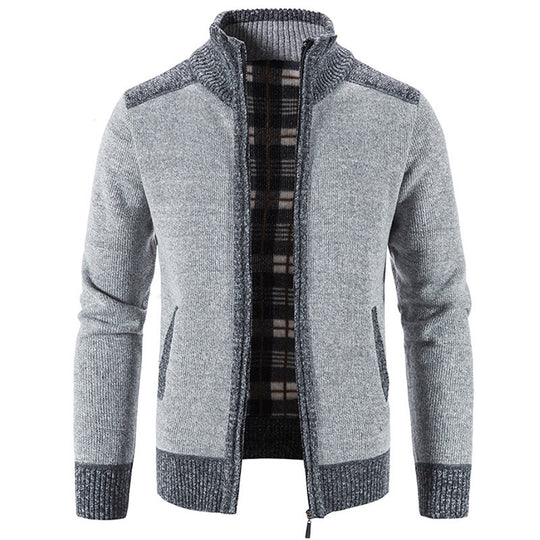 Herren Strickjacke mit modernem Stehkragen und strukturiertem Design Heidi-Mode