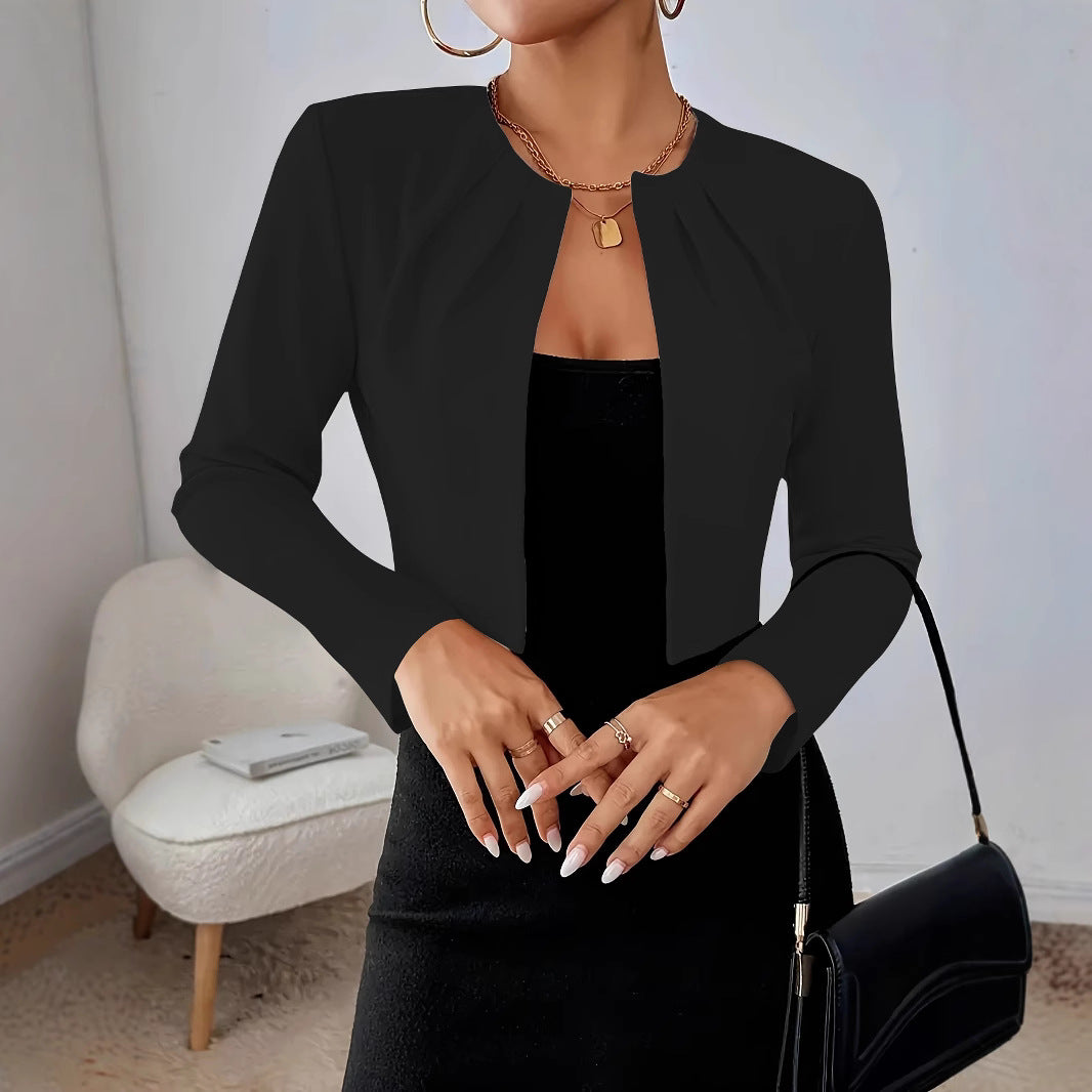 Damen Elegante Kurzjacke mit modernem Schnitt und raffinierten Falten Heidi-Mode