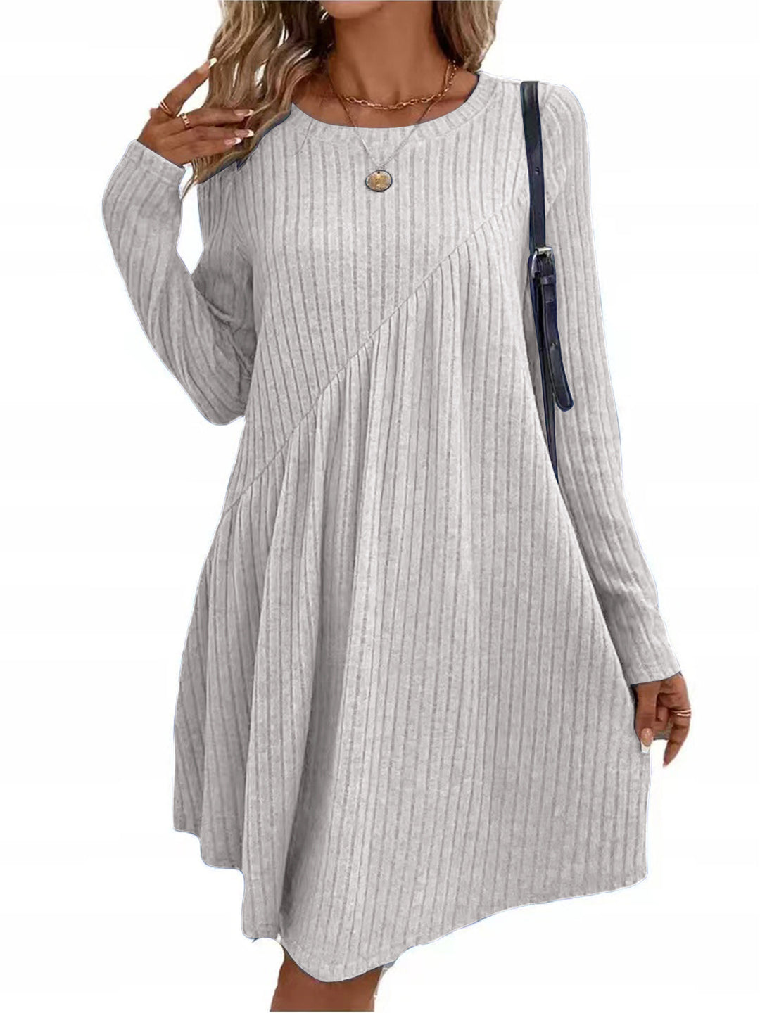Damen lässiges Ripp-Kleid mit asymmetrischem Design Heidi-Mode