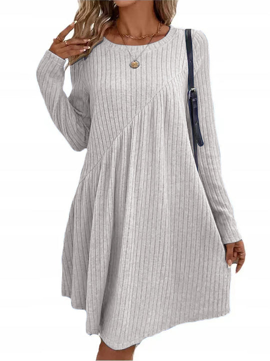 Damen lässiges Ripp-Kleid mit asymmetrischem Design Heidi-Mode