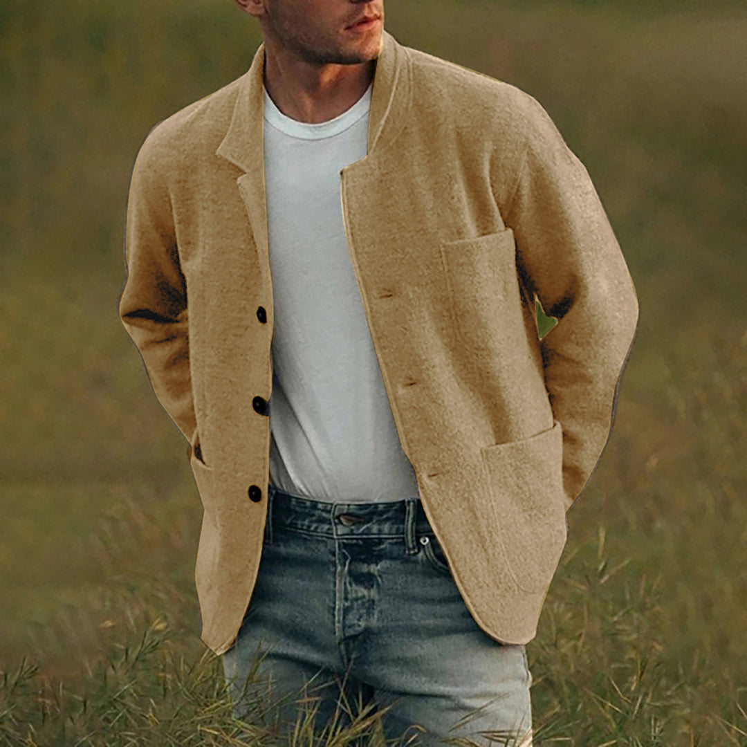 Herren lässige Wolljacke mit praktischen Taschen und Knopfverschluss Heidi-Mode