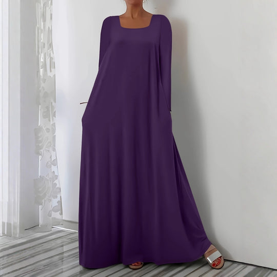 Damen Weit geschnittenes Maxikleid mit praktischen Taschen Heidi-Mode