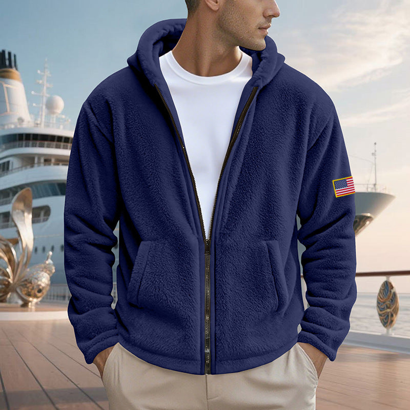 Herren Fleecejacke mit hohem Kragen und praktischen Seitentaschen Heidi-Mode