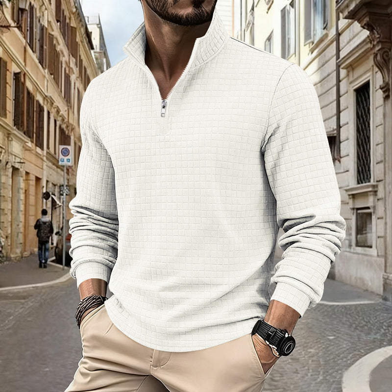 Herren funktionales Langarmshirt mit modernem Stehkragen und Reißverschluss Heidi-Mode