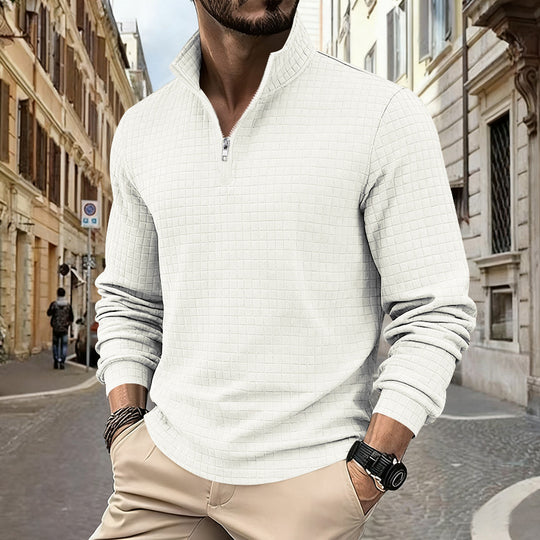 Herren funktionales Langarmshirt mit modernem Stehkragen und Reißverschluss Heidi-Mode