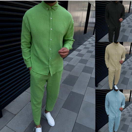 Herren Freizeithemd mit strukturiertem Stoff und elegantem Kragen Heidi-Mode