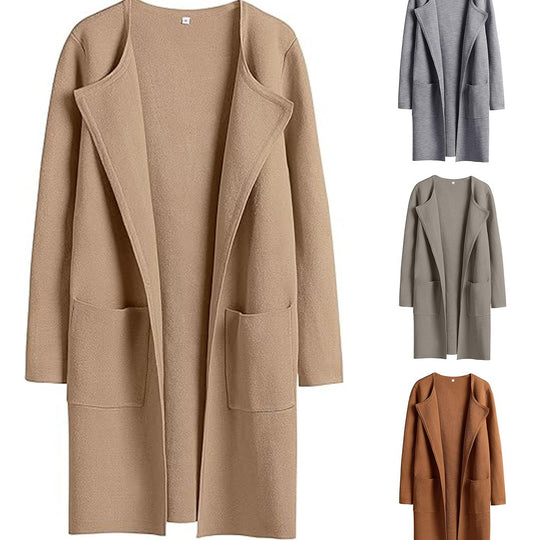Damen Oversized Strickmantel mit offenen Fronten und praktischen Taschen Heidi-Mode