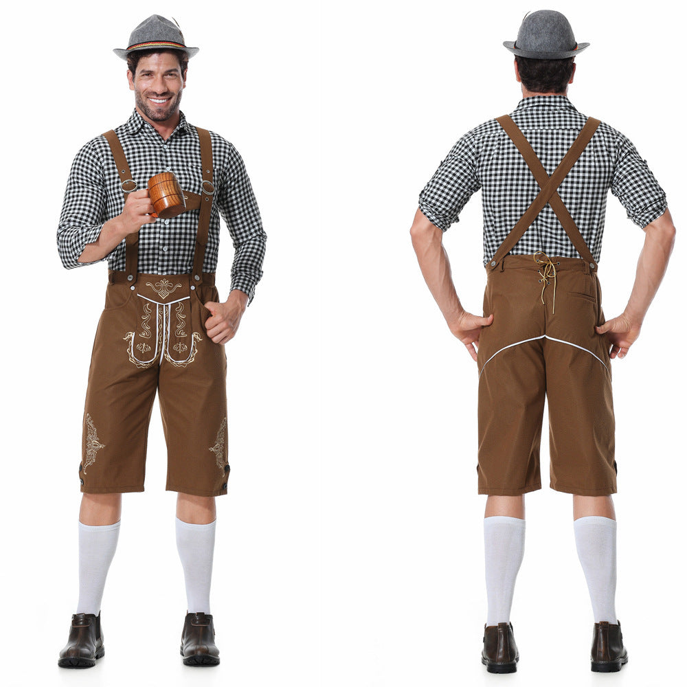 Herren Trachtenkurzanzug mit kunstvollen Stickereien und verstellbaren Hosenträgern Heidi