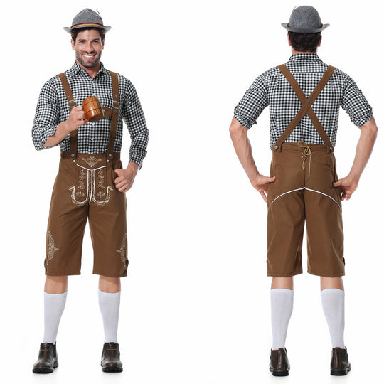 Herren Trachtenkurzanzug mit kunstvollen Stickereien und verstellbaren Hosenträgern Heidi
