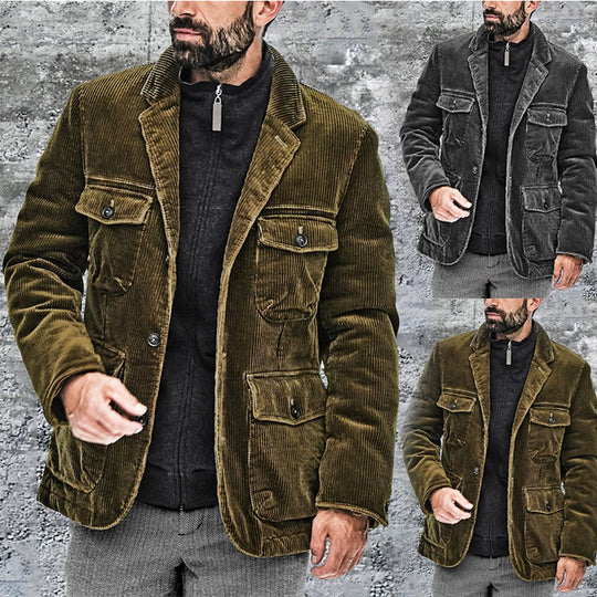 Herren Cordjacke mit praktischen aufgesetzten Taschen und modernem Schnitt Heidi-Mode
