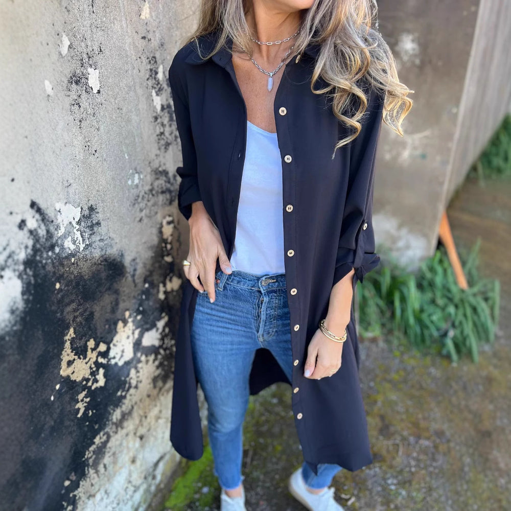 Damen Longbluse mit elegantem Schnitt und lässigen Details Heidi-Mode