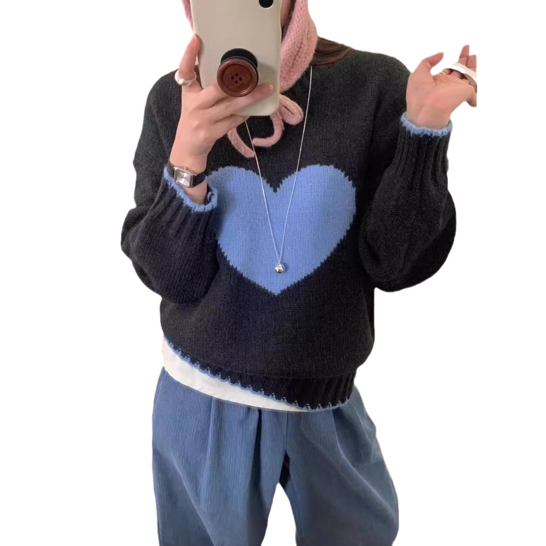 Damen angesagter Pullover mit Herzmotiv und lässigem Schnitt Heidi-Mode