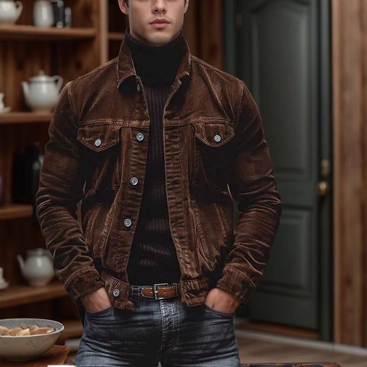 Herren Cordjacke mit klassischem Schnitt und praktischen Brusttaschen Heidi-Mode