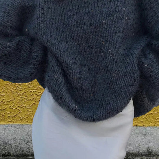 Damen Glitzernder Strickpullover mit weitem Schnitt und eleganten Akzenten Heidi-Mode