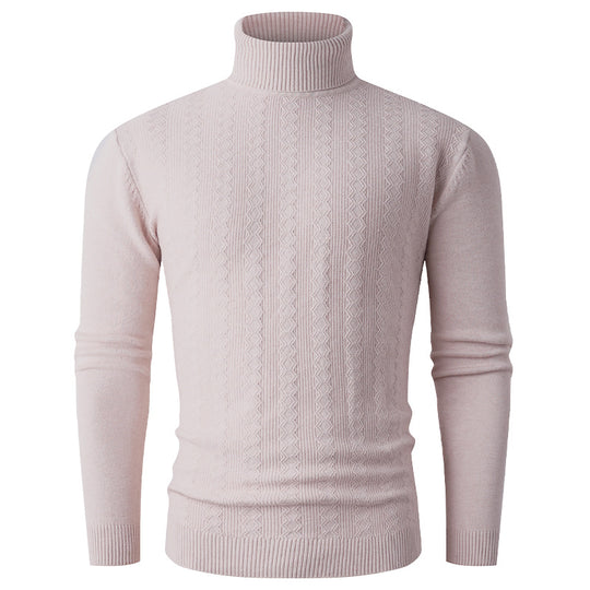 Herren stylischer Rollkragenpullover mit strukturiertem Zopfmuster und hochabschließendem Kragen Heidi-Mode