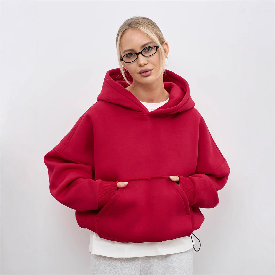 Damen Oversized Kapuzenpullover mit lässigem Schnitt und praktischer Kängurutasche Heidi-Mode