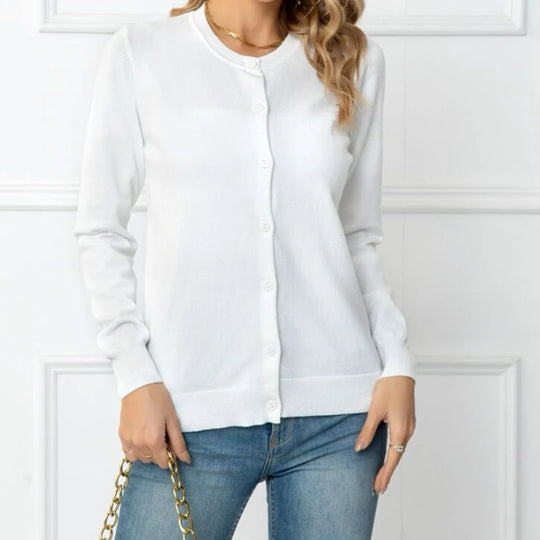 Damen Elegante Strickjacke mit feinen Knöpfen Heidi-Mode